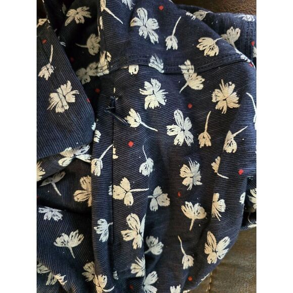 Toad&Co Womens Navy Floral short sleeve V-Neck Dress Organic Cotton fairycore - Picture 8 of 9